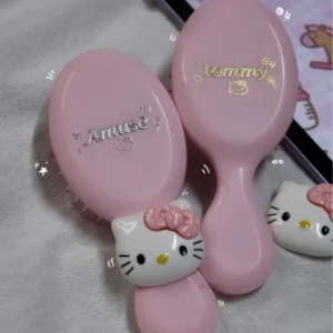 [CUSTOM RIÊNG]Lược phồng MINI KITTY HỒNG KÈM CHARM KITTY đính theo yêu cầu- NHẮN CHO SHOP ĐỂ ORDER